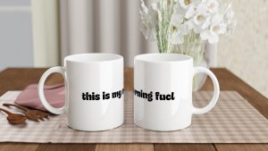 'This is my morning fuel' white mug